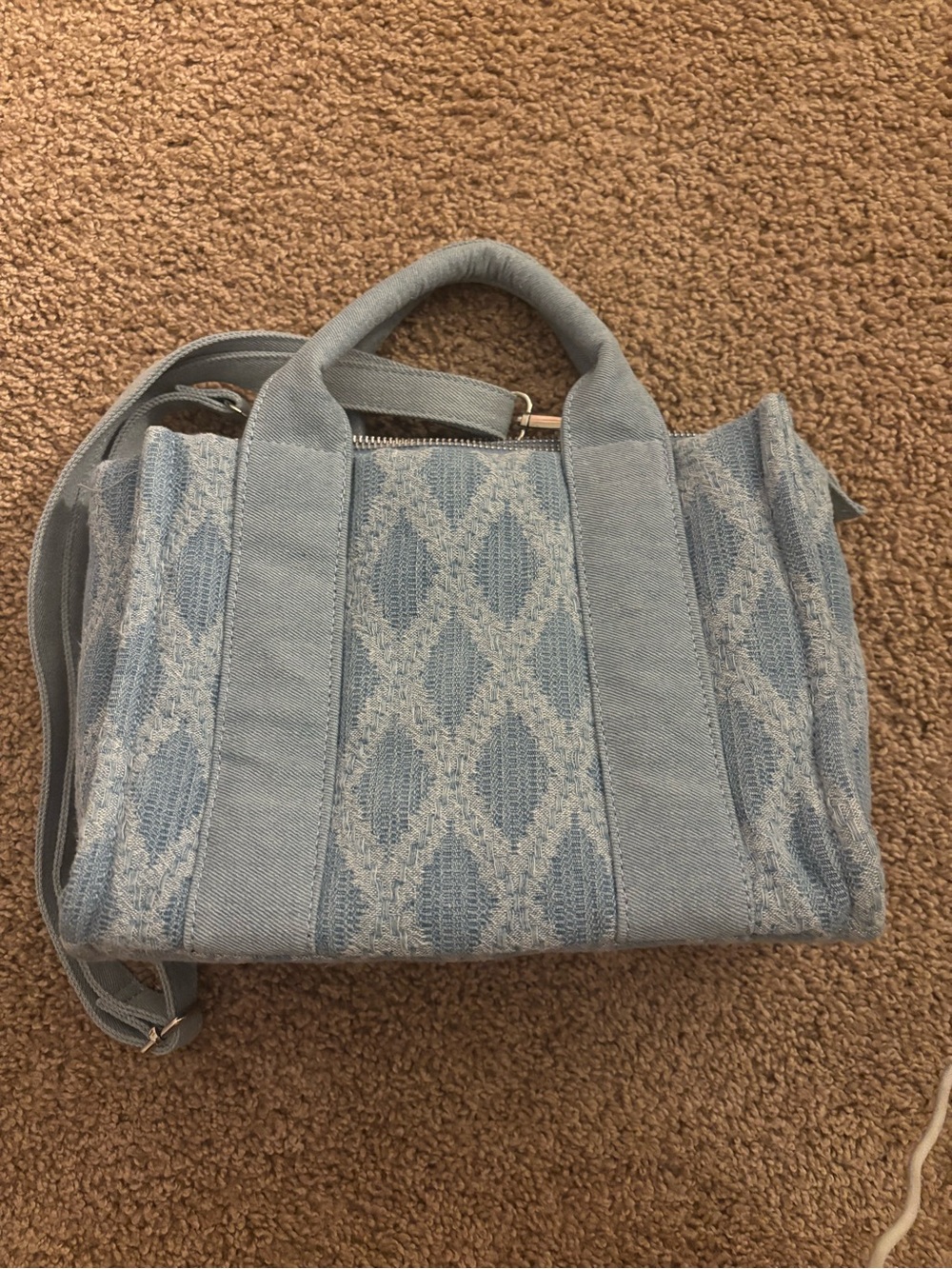 Windsor Light Blue Patterned Crossbody Satchel